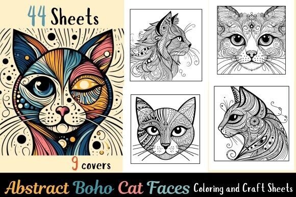 Abstract Mandala Boho Cat Faces: A Creative Solution for Mindful Relaxation