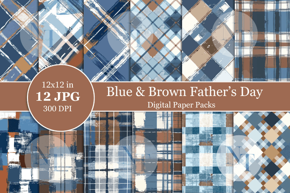 Blue and Brown Fathers Day Digital Paper