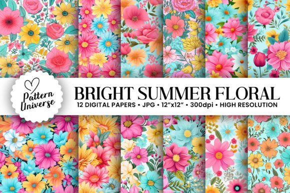 Bright Summer Flowers Digital Papers