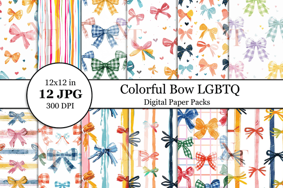 Colorful Bow LGBTQ Pride Digital Paper