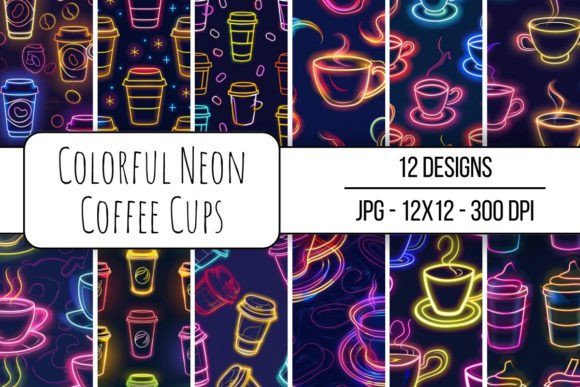 Colorful Neon Coffee Cups