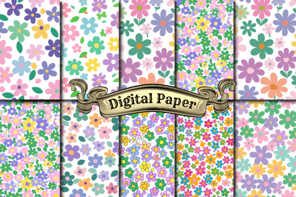 Groovy Flower Digital Paper: Creative Patterns