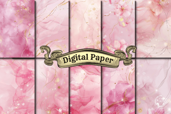 Pink and Gold Marble Digital Paper