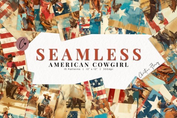 Seamless American Cowgirl Digital Paper