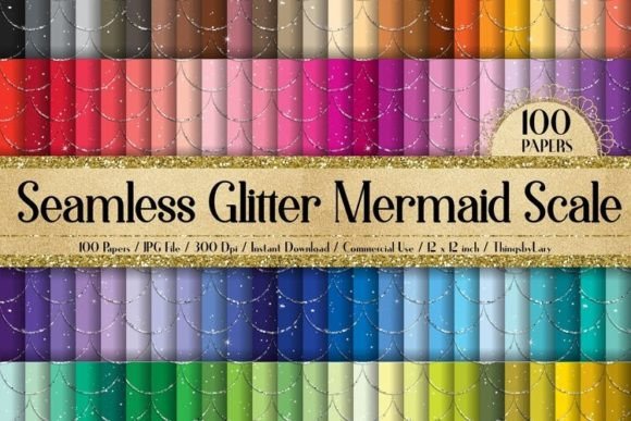 Seamless Glitter Mermaid Scale Paper