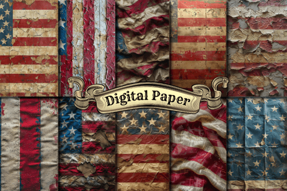 Stars and Stripes Grunge Craft Paper