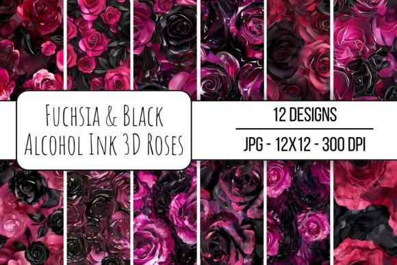 Understanding Fuchsia Black Alcohol Ink 3D Roses for Digital Design Projects
