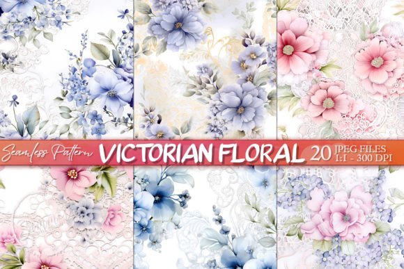 Victorian Lace Floral Pattern Background