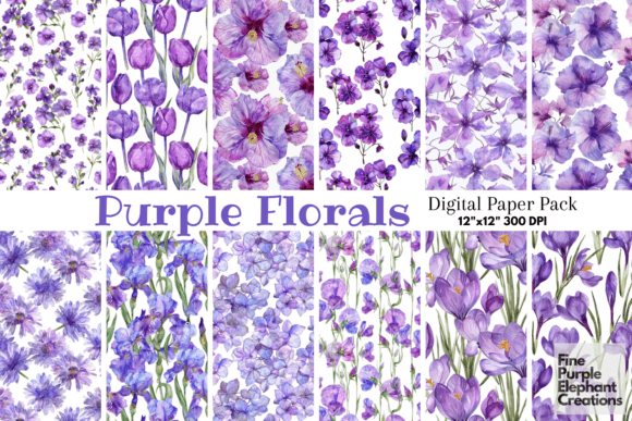 Watercolor Purple Flower Spring Mother